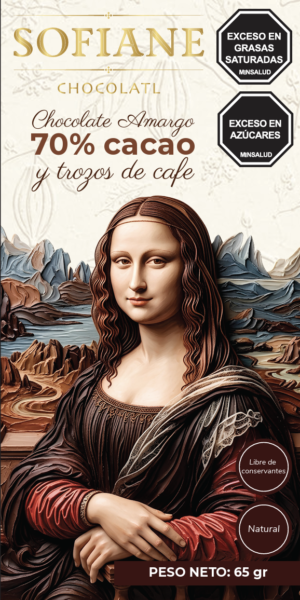 Chocolate amargo 70 % y trozos de café · La Gioconda del Prado | Sofiane Chocolatl